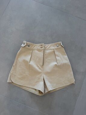 Derek Lam High-Rise Pleated Women’s Shorts in Beige